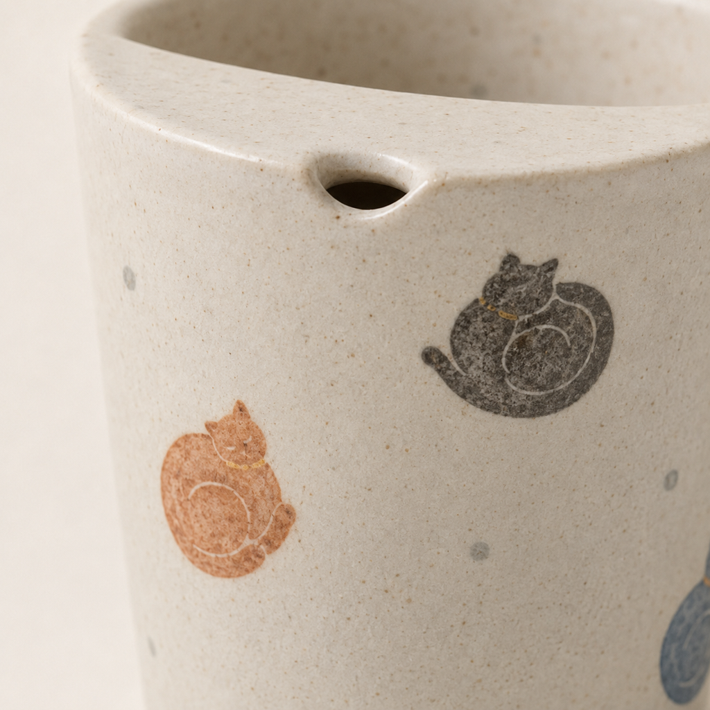 Hand-Painted Sleeping Cat Ceramic Travel Mug