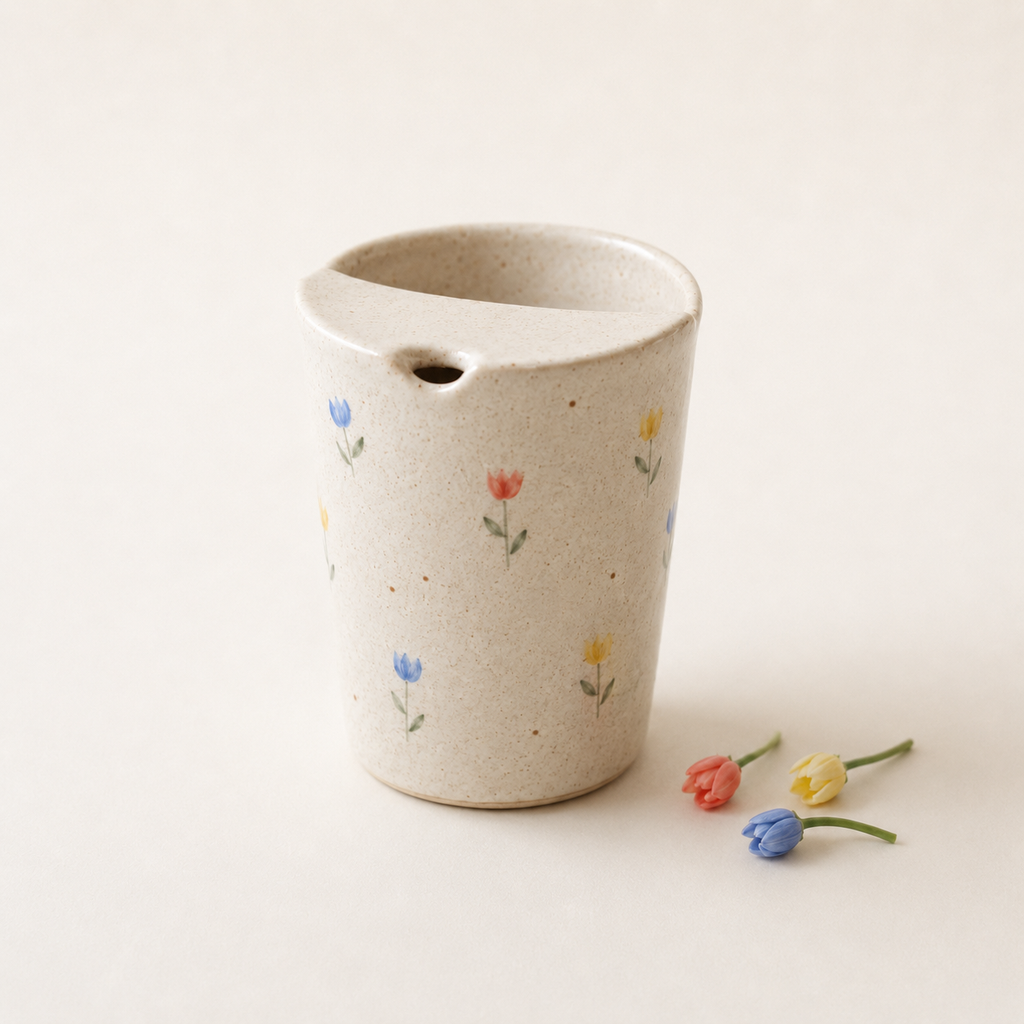 Hand-Painted Tulip Ceramic Travel Mug