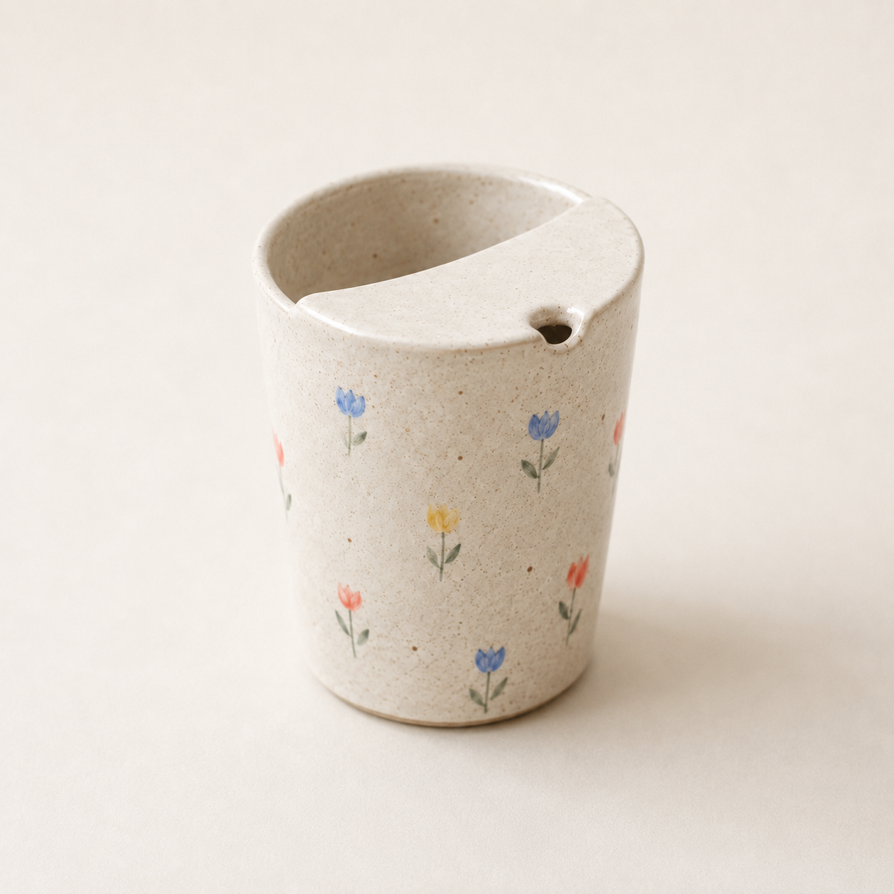 Hand-Painted Tulip Ceramic Travel Mug