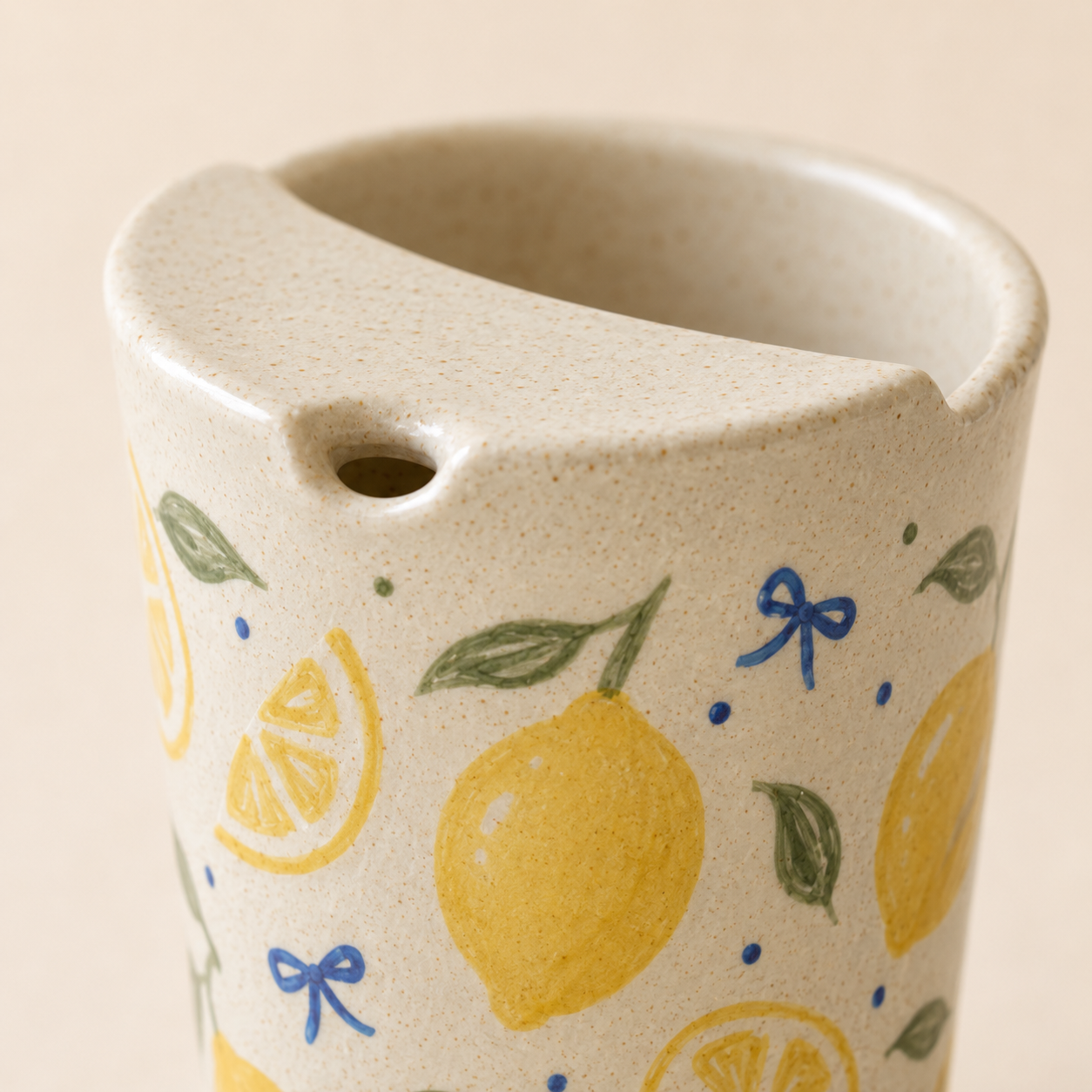 Hand-Painted Lemon Ceramic Travel Mug