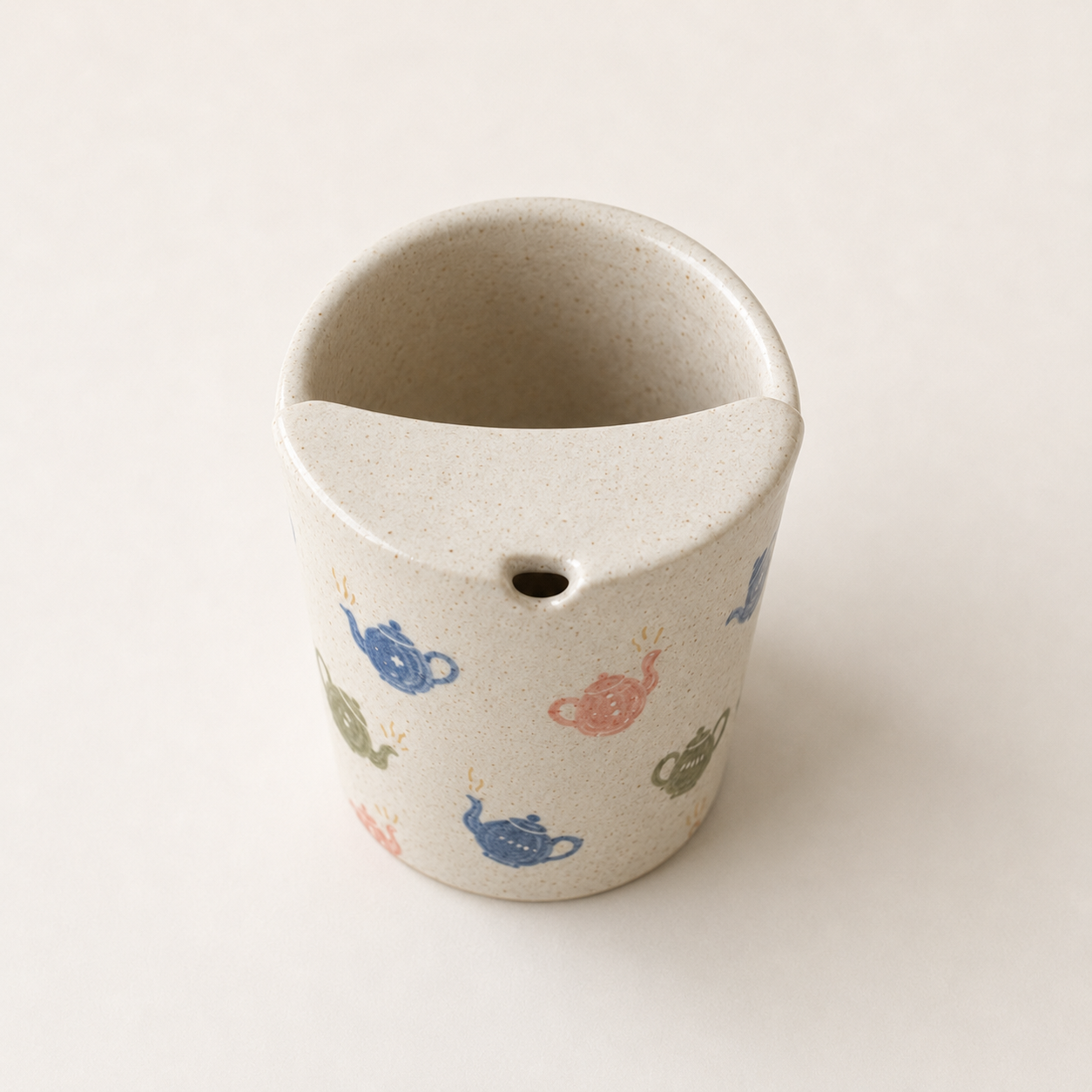 Hand-Painted Teapot Ceramic Travel Mug