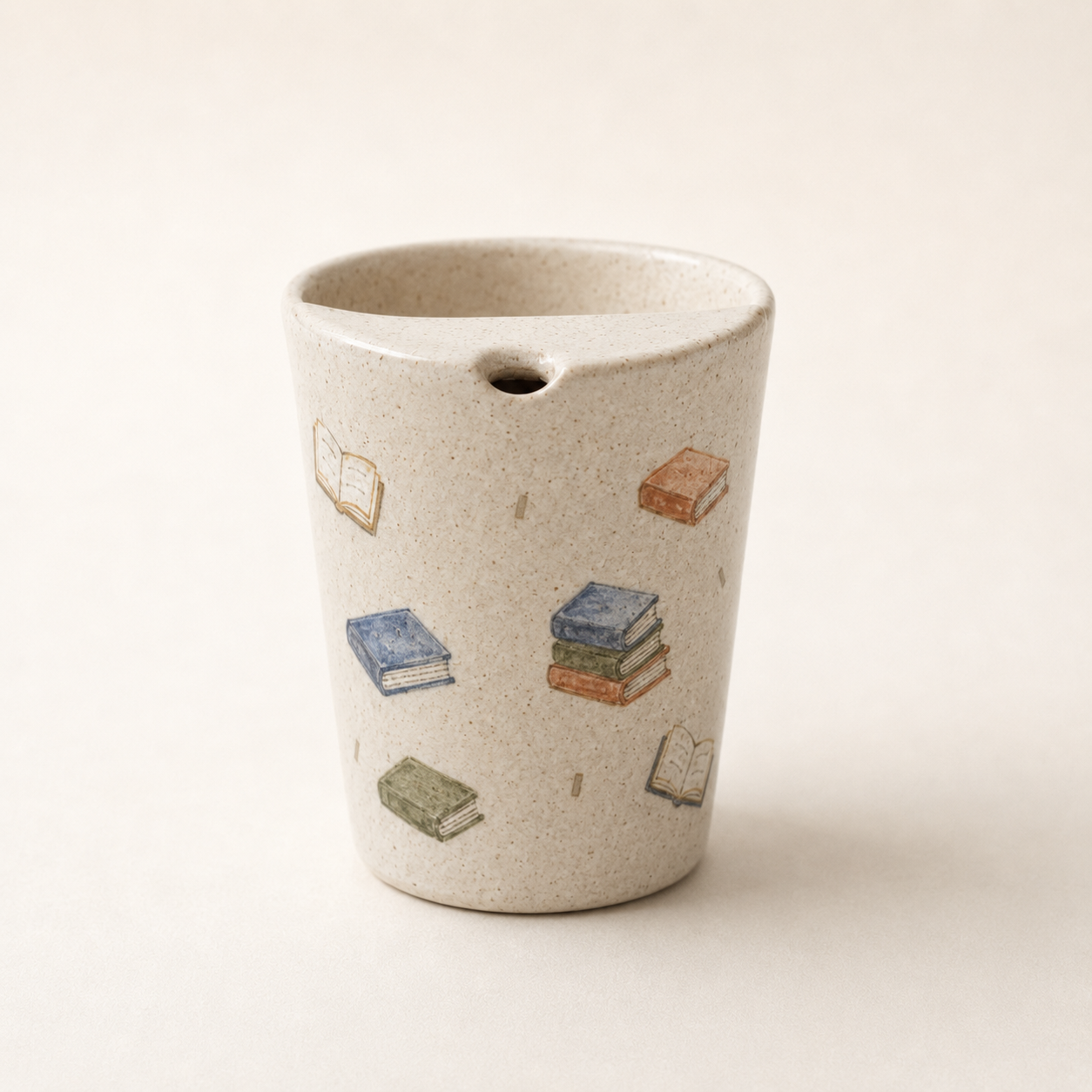 Hand-Painted Book Ceramic Travel Mug