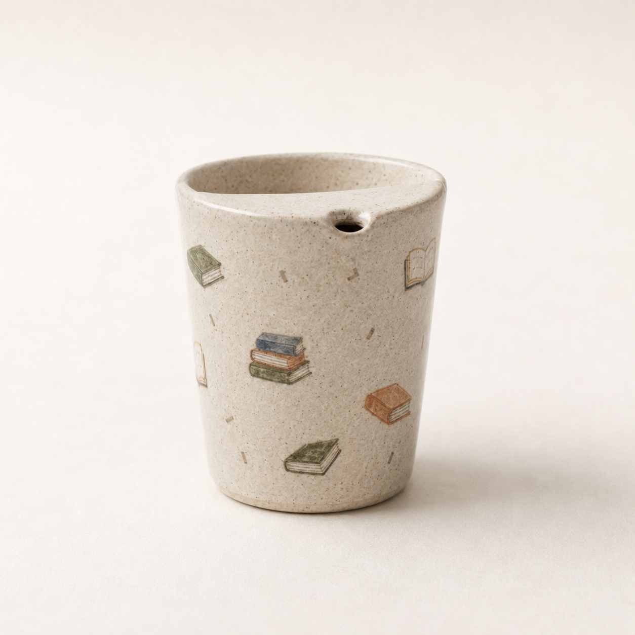 Hand-Painted Book Ceramic Travel Mug