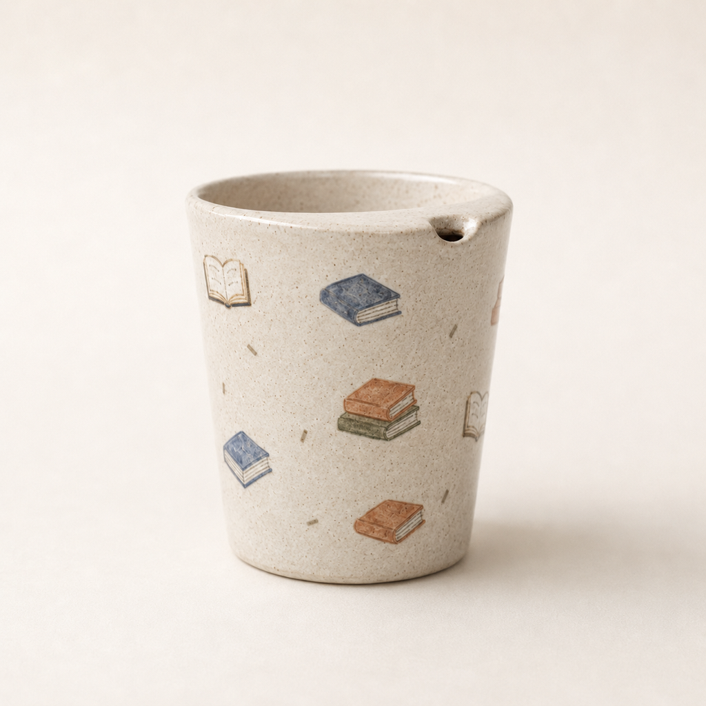 Hand-Painted Book Ceramic Travel Mug