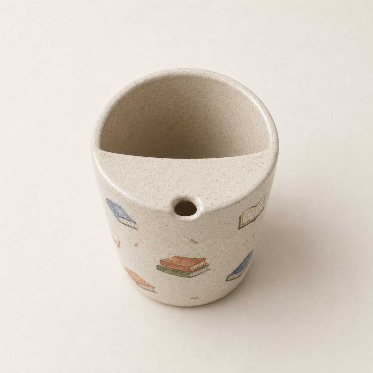 Hand-Painted Book Ceramic Travel Mug