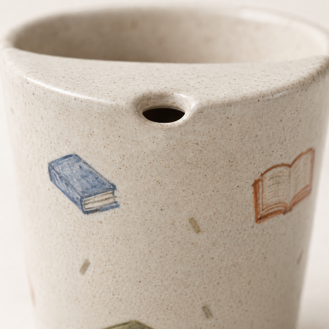 Hand-Painted Book Ceramic Travel Mug