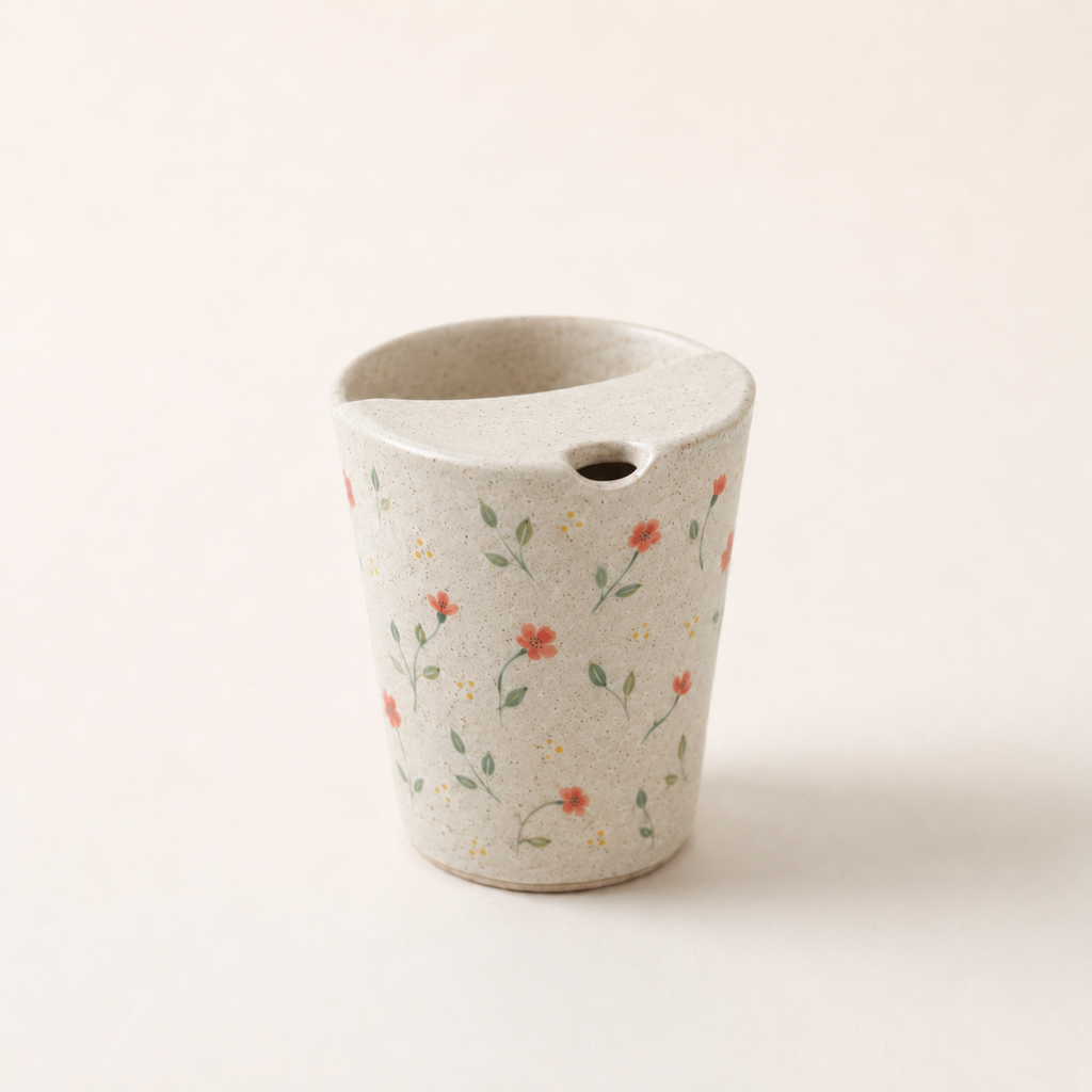 Hand-Painted Wildflower Ceramic Travel Mug