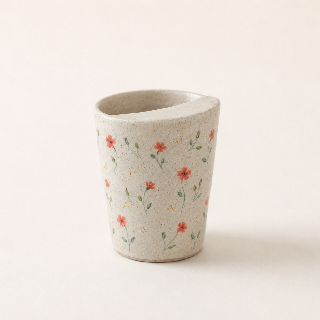 Hand-Painted Wildflower Ceramic Travel Mug