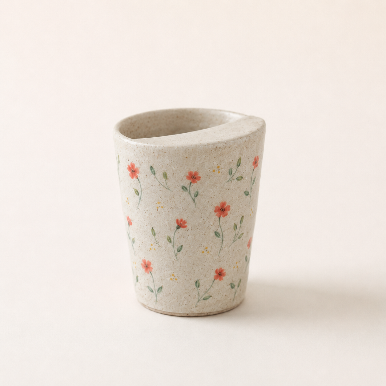 Hand-Painted Wildflower Ceramic Travel Mug