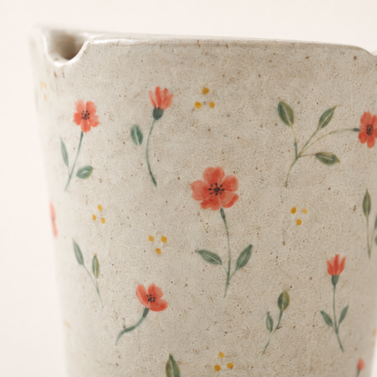 Hand-Painted Wildflower Ceramic Travel Mug