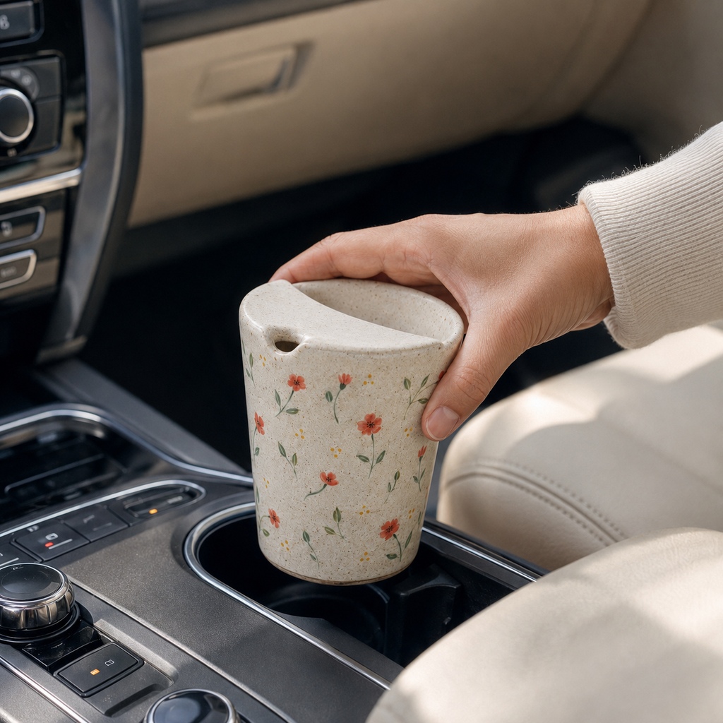 Hand-Painted Wildflower Ceramic Travel Mug