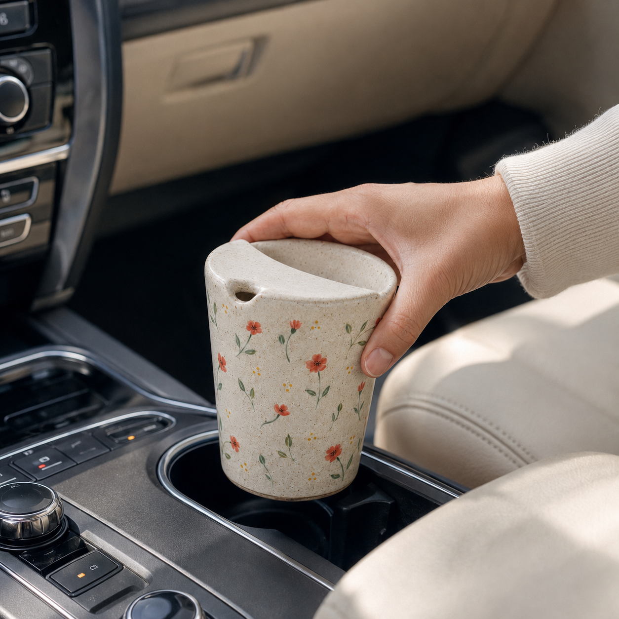 Hand-Painted Wildflower Ceramic Travel Mug
