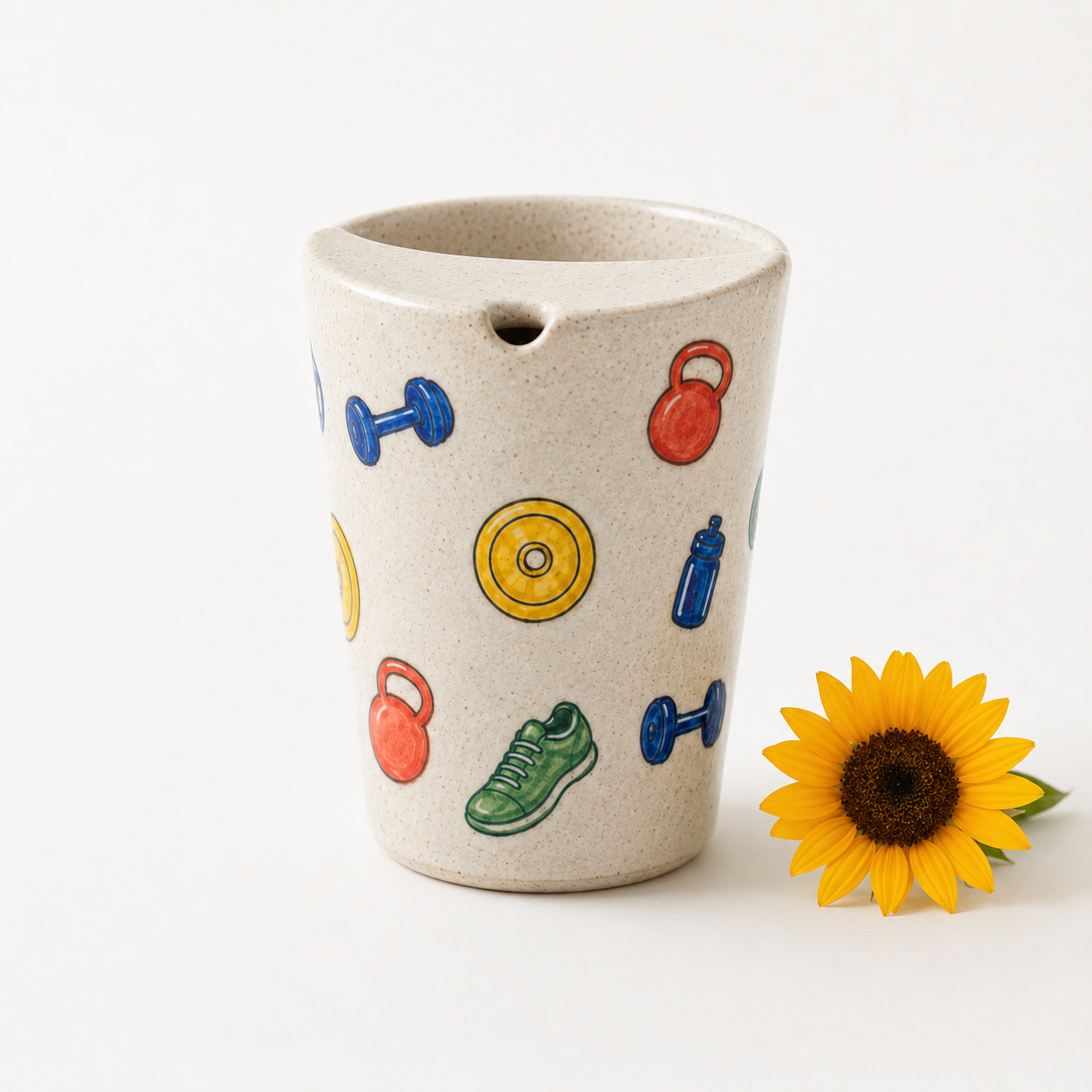 Hand-Painted Gym Ceramic Travel Mug