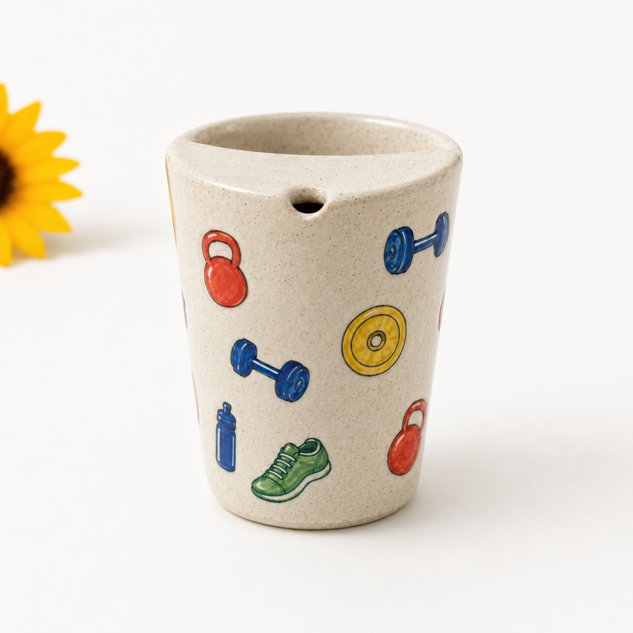 Hand-Painted Gym Ceramic Travel Mug