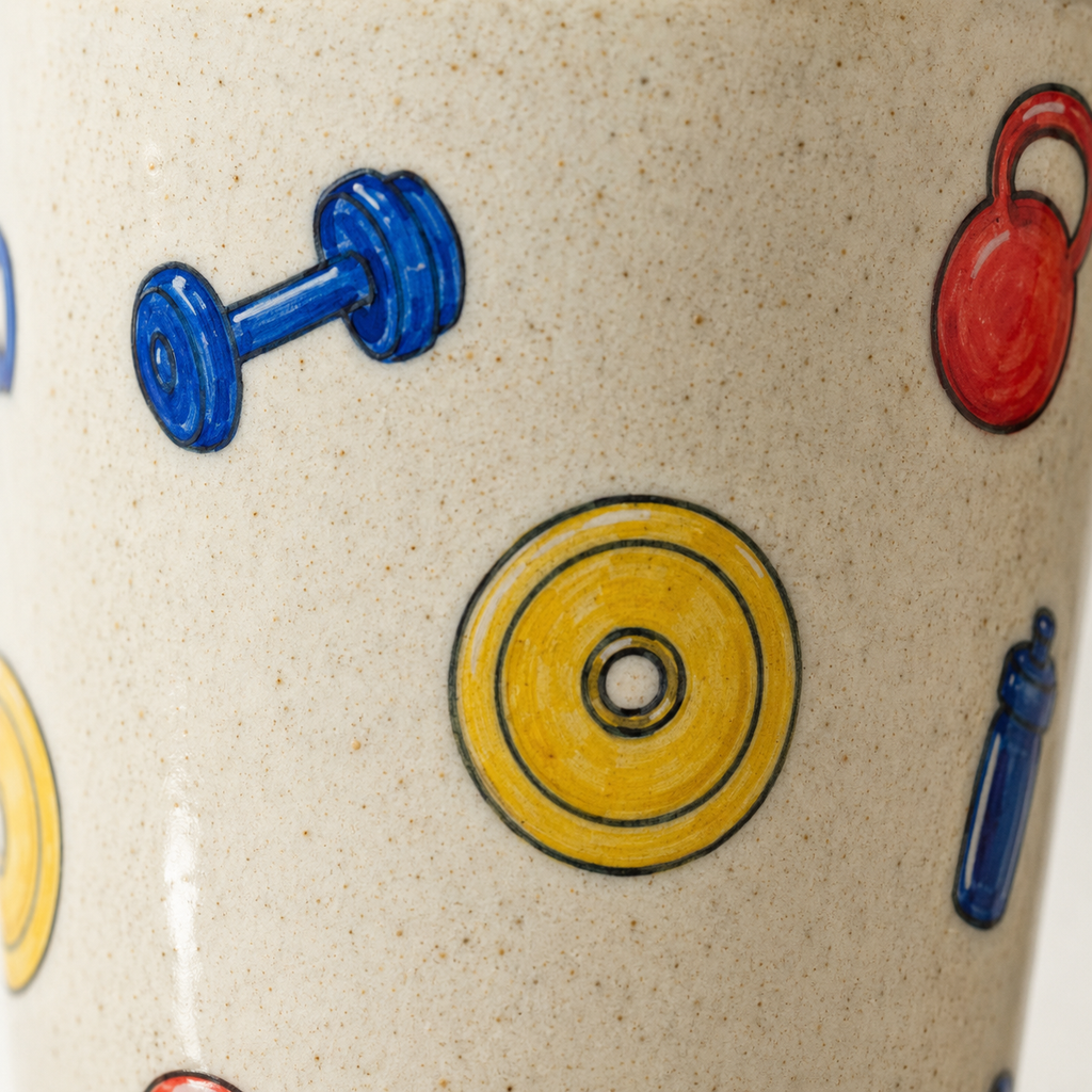 Hand-Painted Gym Ceramic Travel Mug