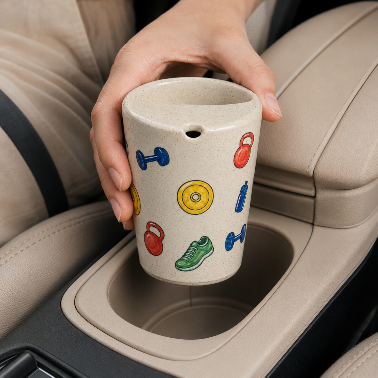 Hand-Painted Gym Ceramic Travel Mug