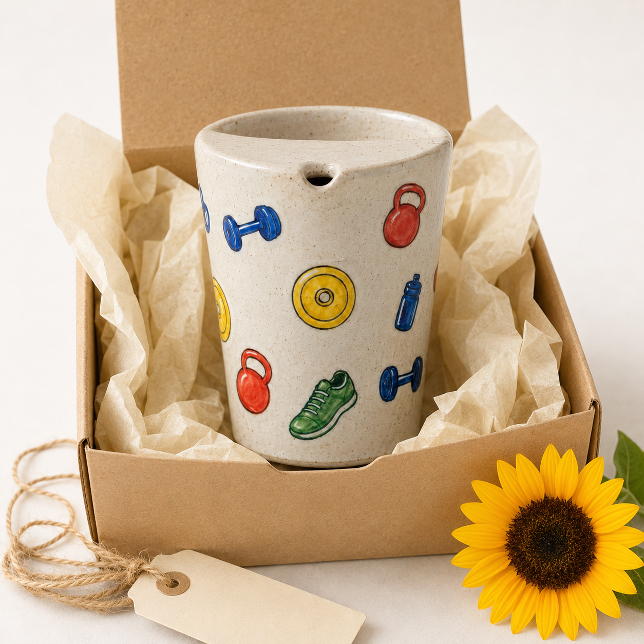 Hand-Painted Gym Ceramic Travel Mug