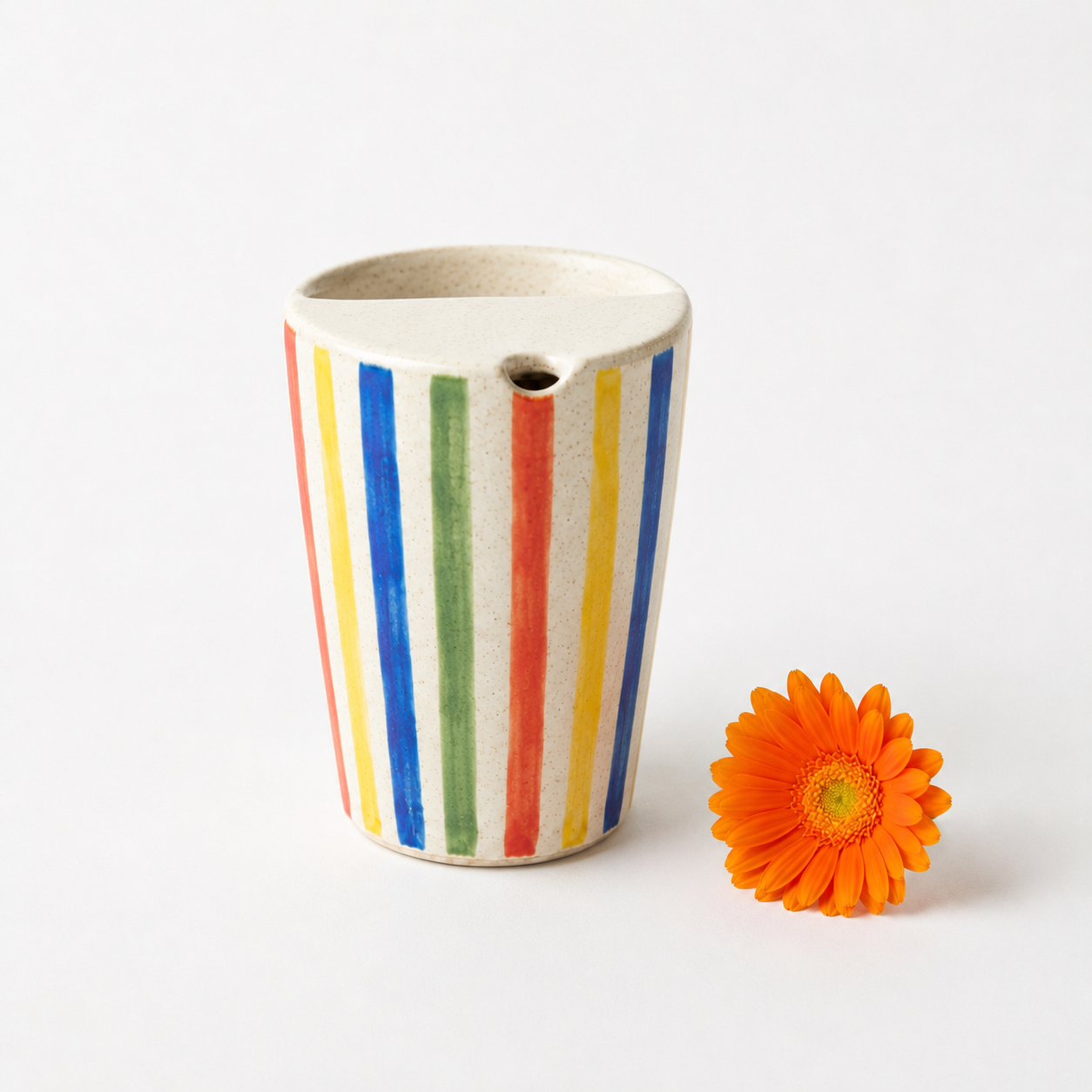 Hand-Painted Colour Stripe Ceramic Travel Mug