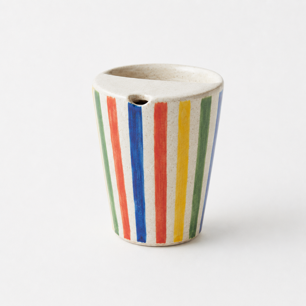 Hand-Painted Colour Stripe Ceramic Travel Mug