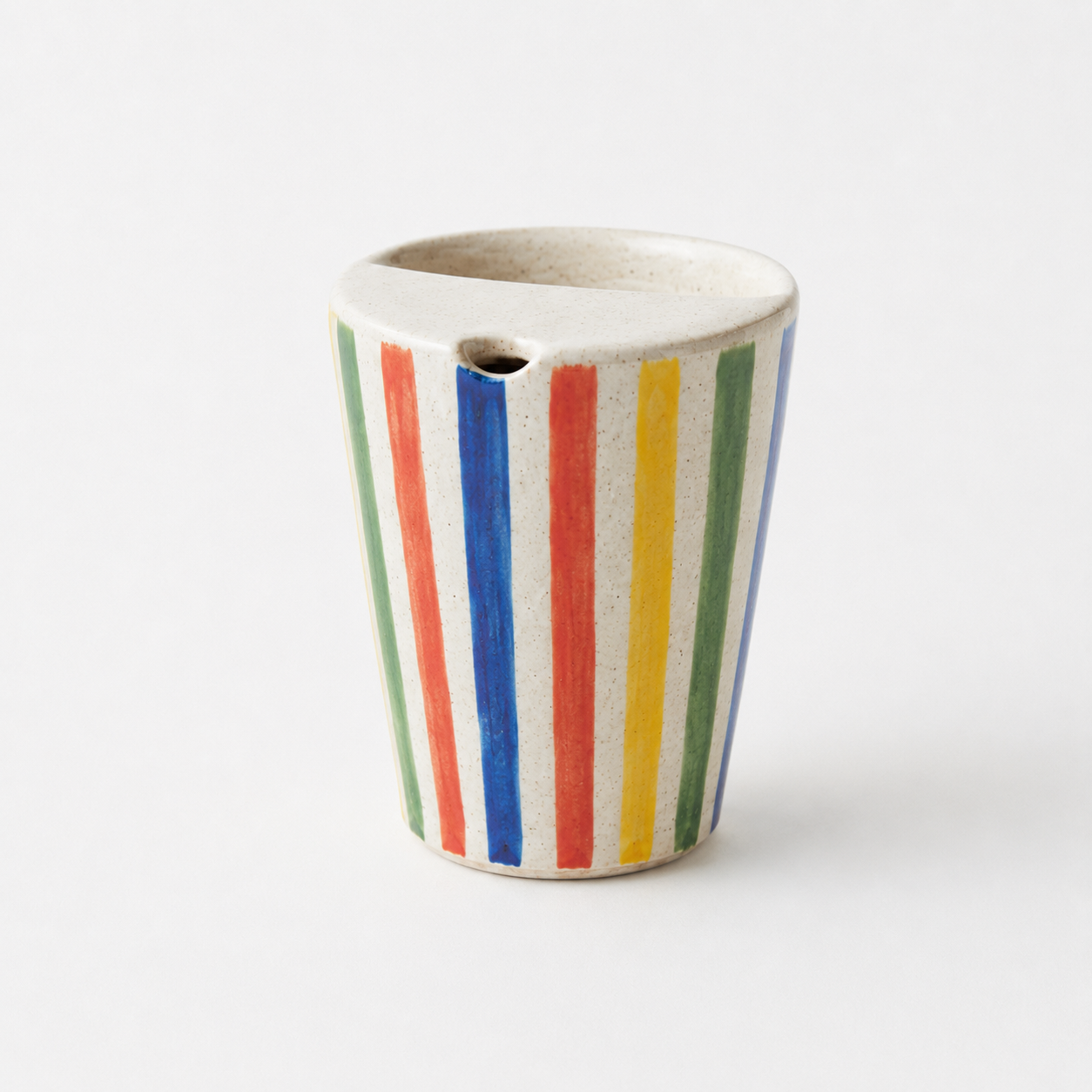 Hand-Painted Colour Stripe Ceramic Travel Mug