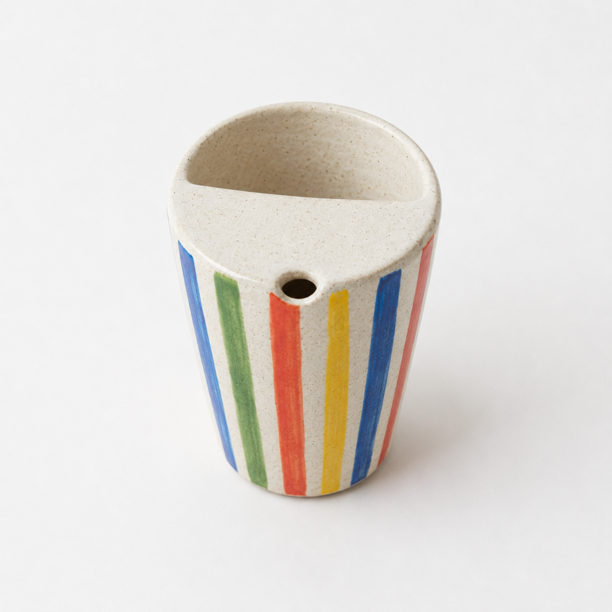 Hand-Painted Colour Stripe Ceramic Travel Mug