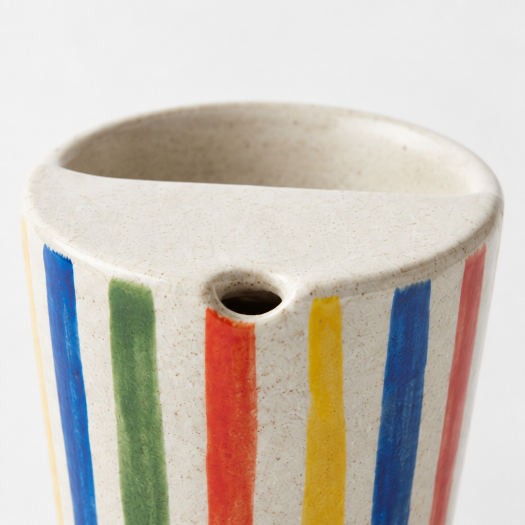 Hand-Painted Colour Stripe Ceramic Travel Mug