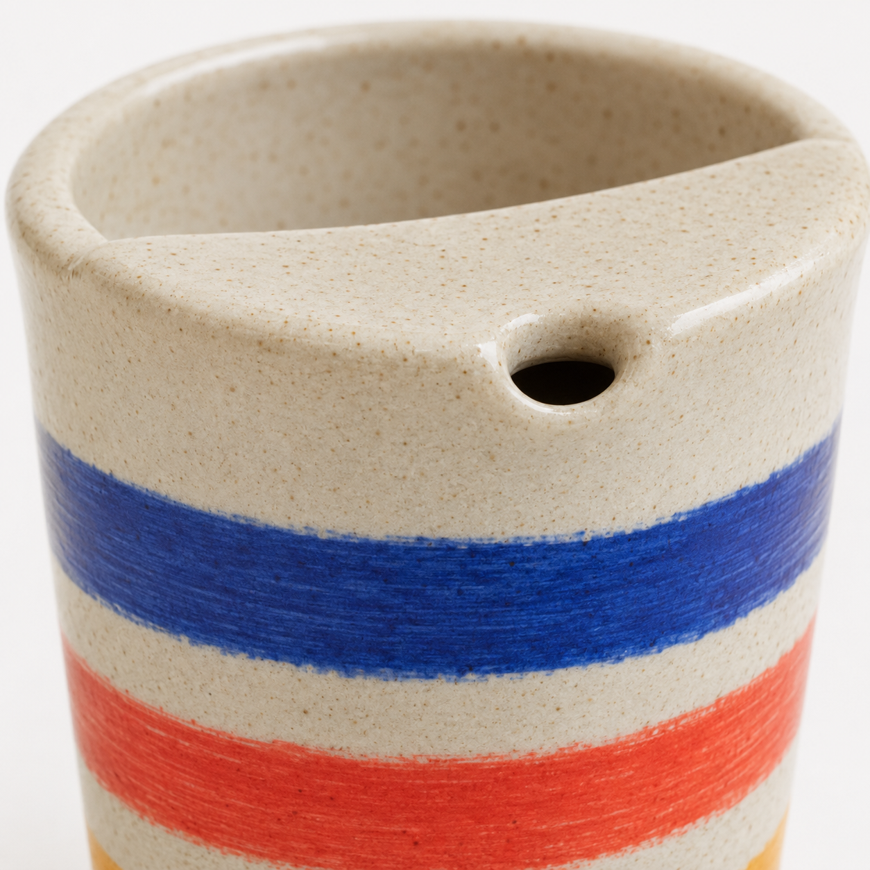 Bright Hand-Painted Stripe Ceramic Travel Mug