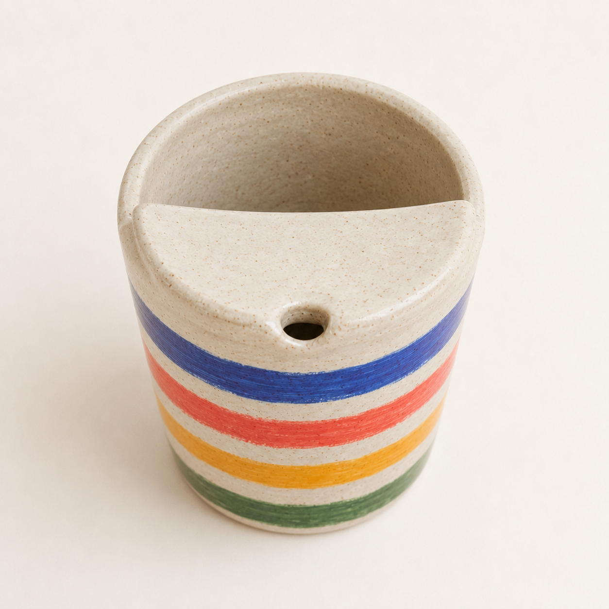 Bright Hand-Painted Stripe Ceramic Travel Mug