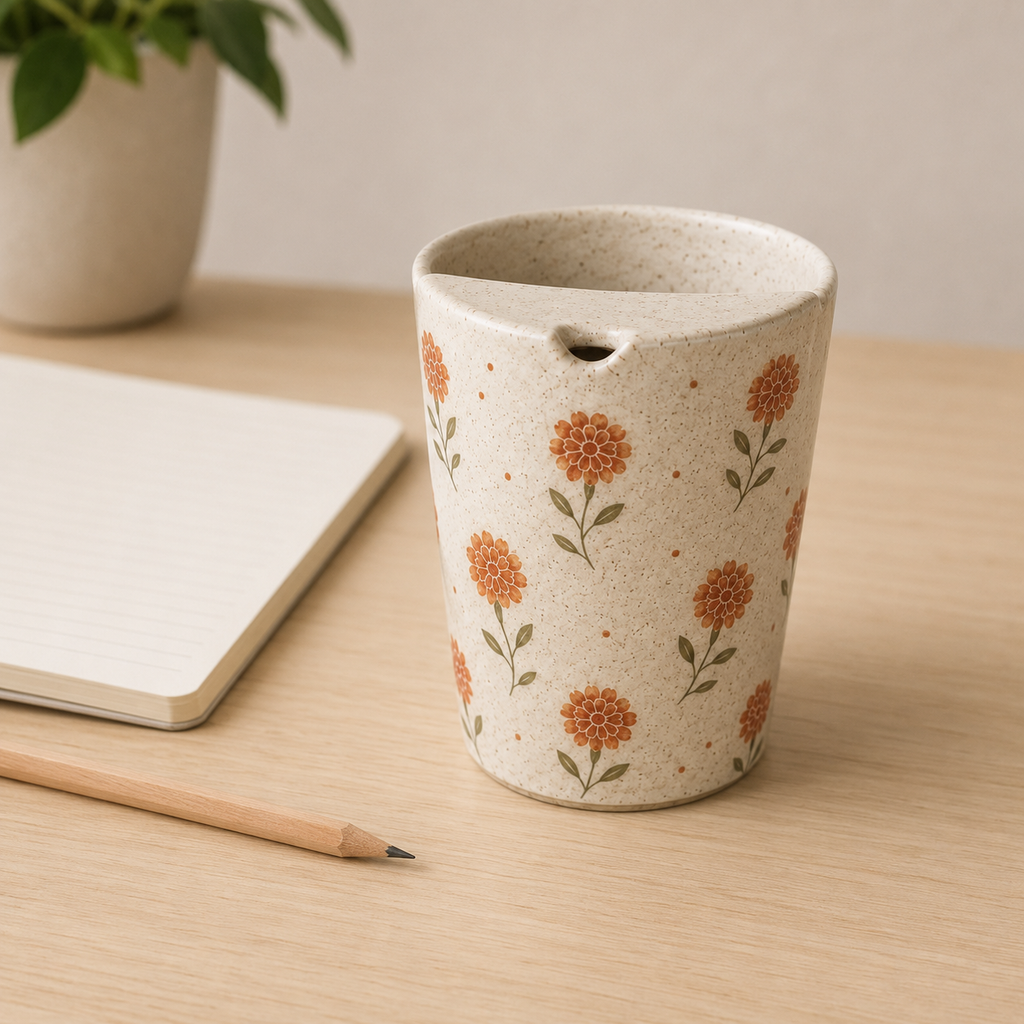 Hand-Painted Marigold Ceramic Travel Mug