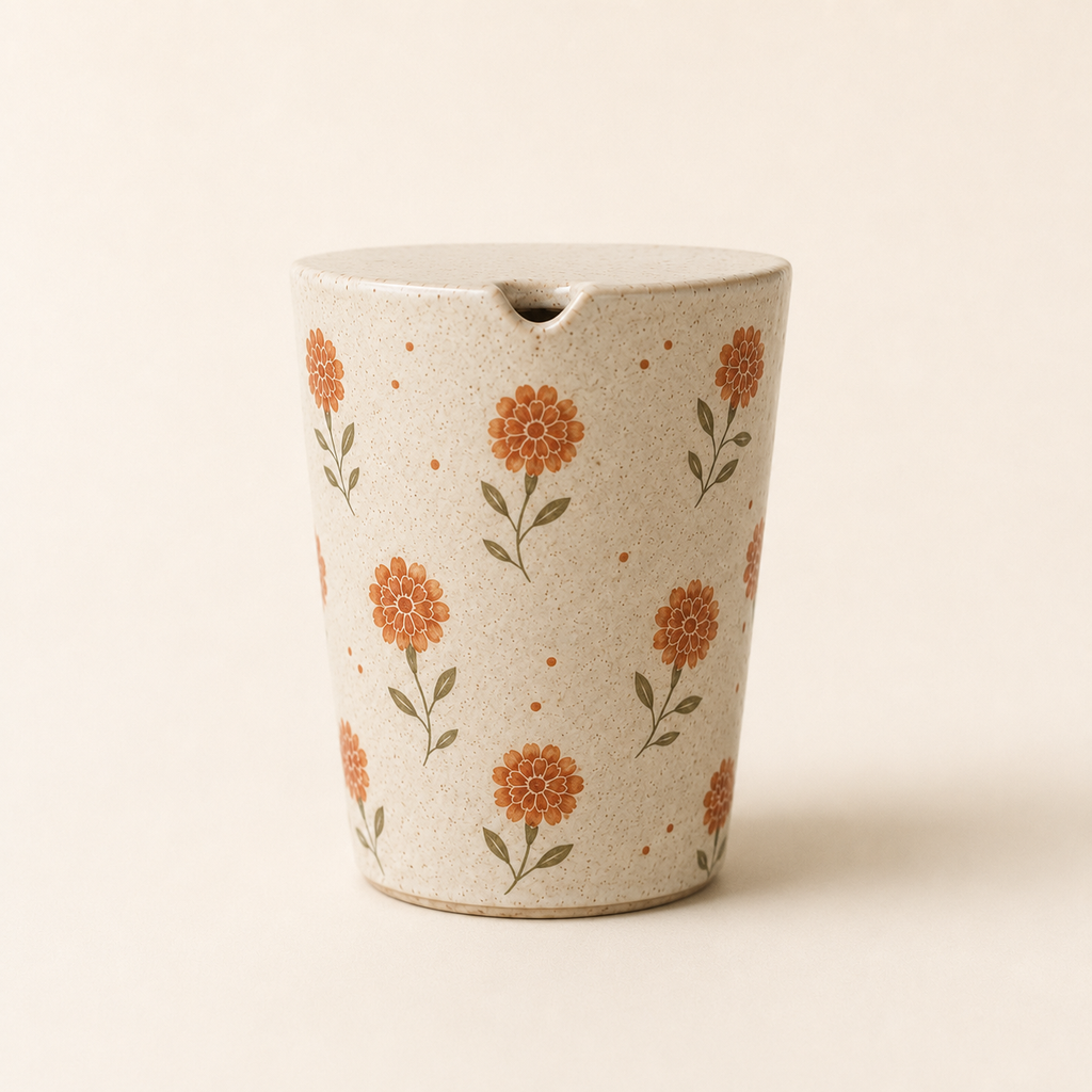 Hand-Painted Marigold Ceramic Travel Mug