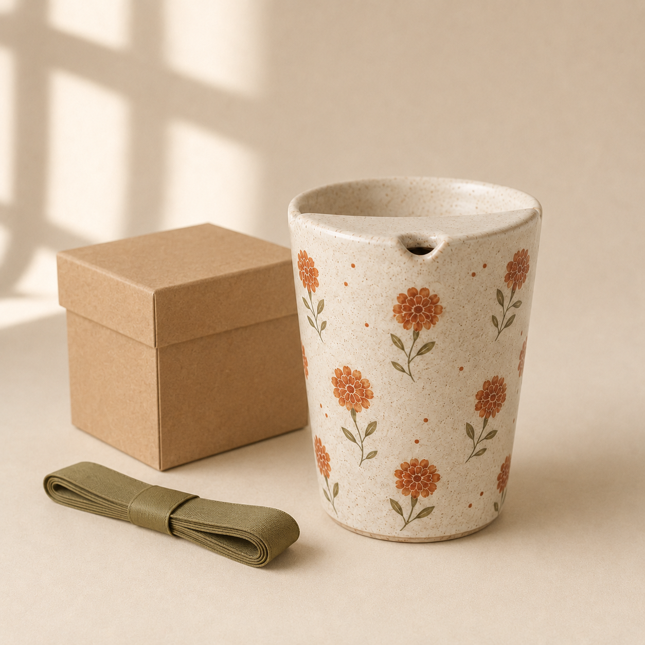 Hand-Painted Marigold Ceramic Travel Mug