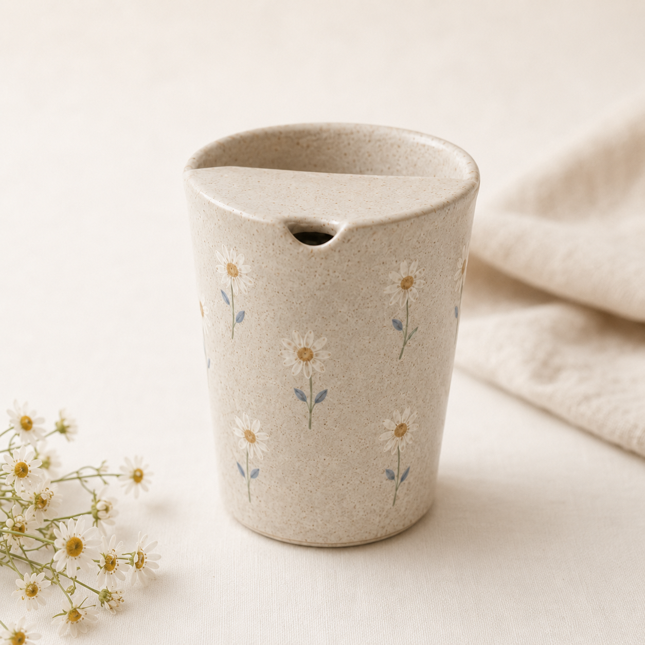 Hand-Painted Wild Daisy Ceramic Travel Mug