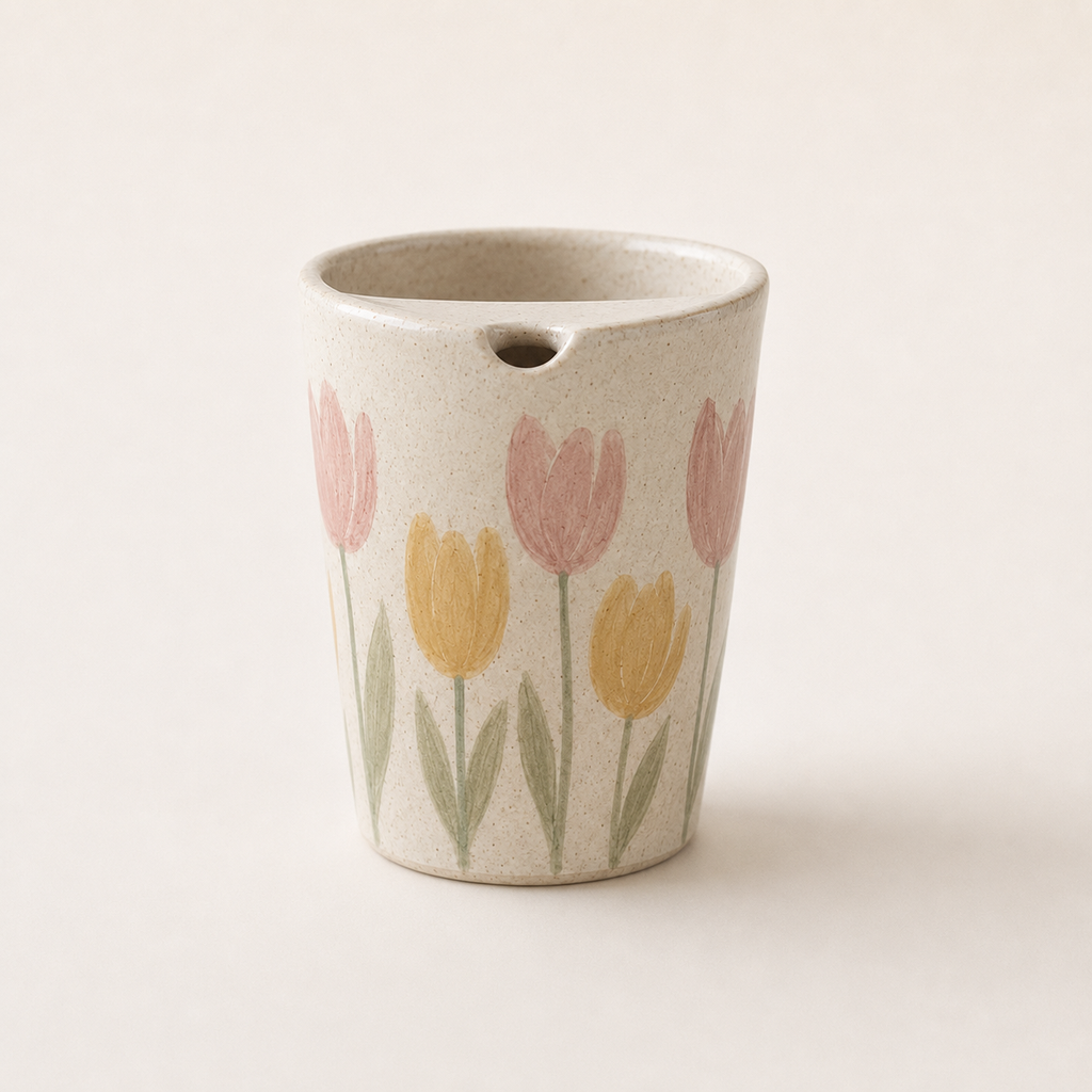 Hand-Painted Tulip Ceramic Travel Mug