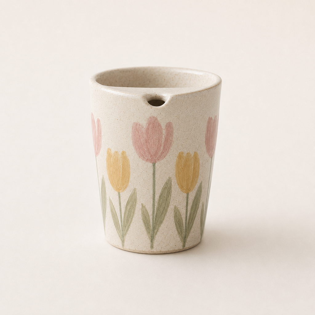 Hand-Painted Tulip Ceramic Travel Mug