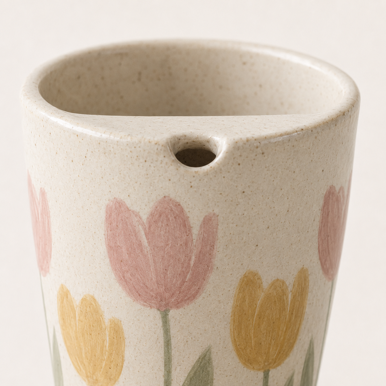 Hand-Painted Tulip Ceramic Travel Mug