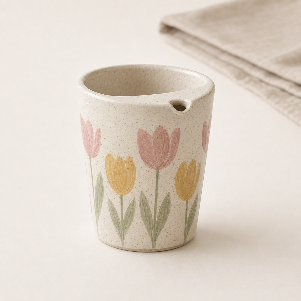 Hand-Painted Tulip Ceramic Travel Mug