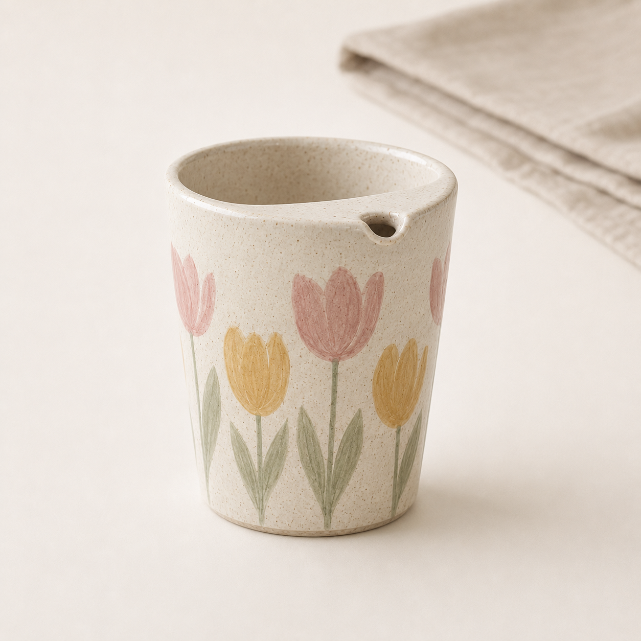 Hand-Painted Tulip Ceramic Travel Mug