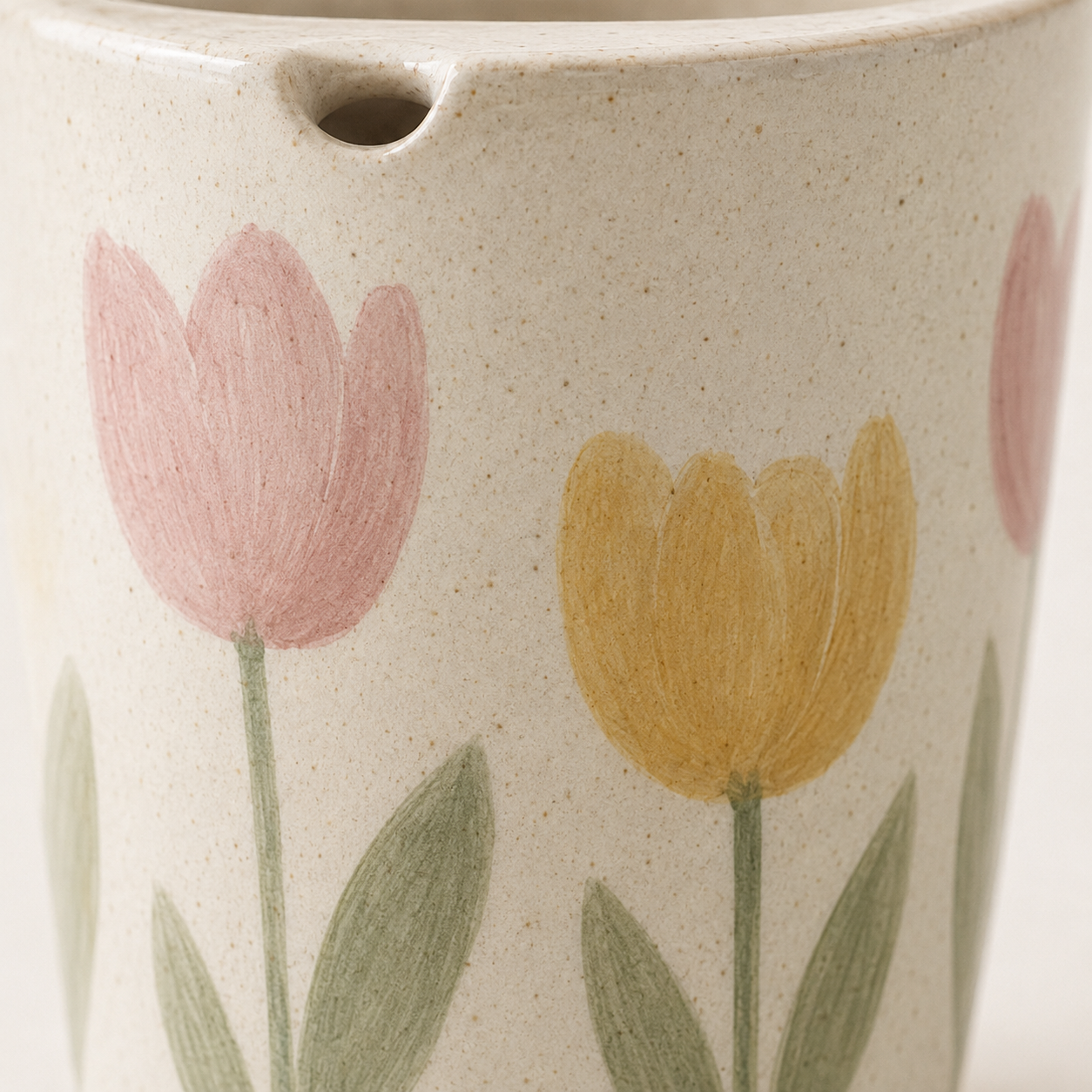 Hand-Painted Tulip Ceramic Travel Mug