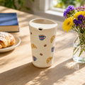 Hand-Painted Café Ceramic Travel Mug