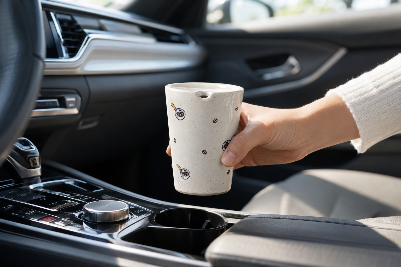Handmade Coffee Bean Ceramic Travel Mug