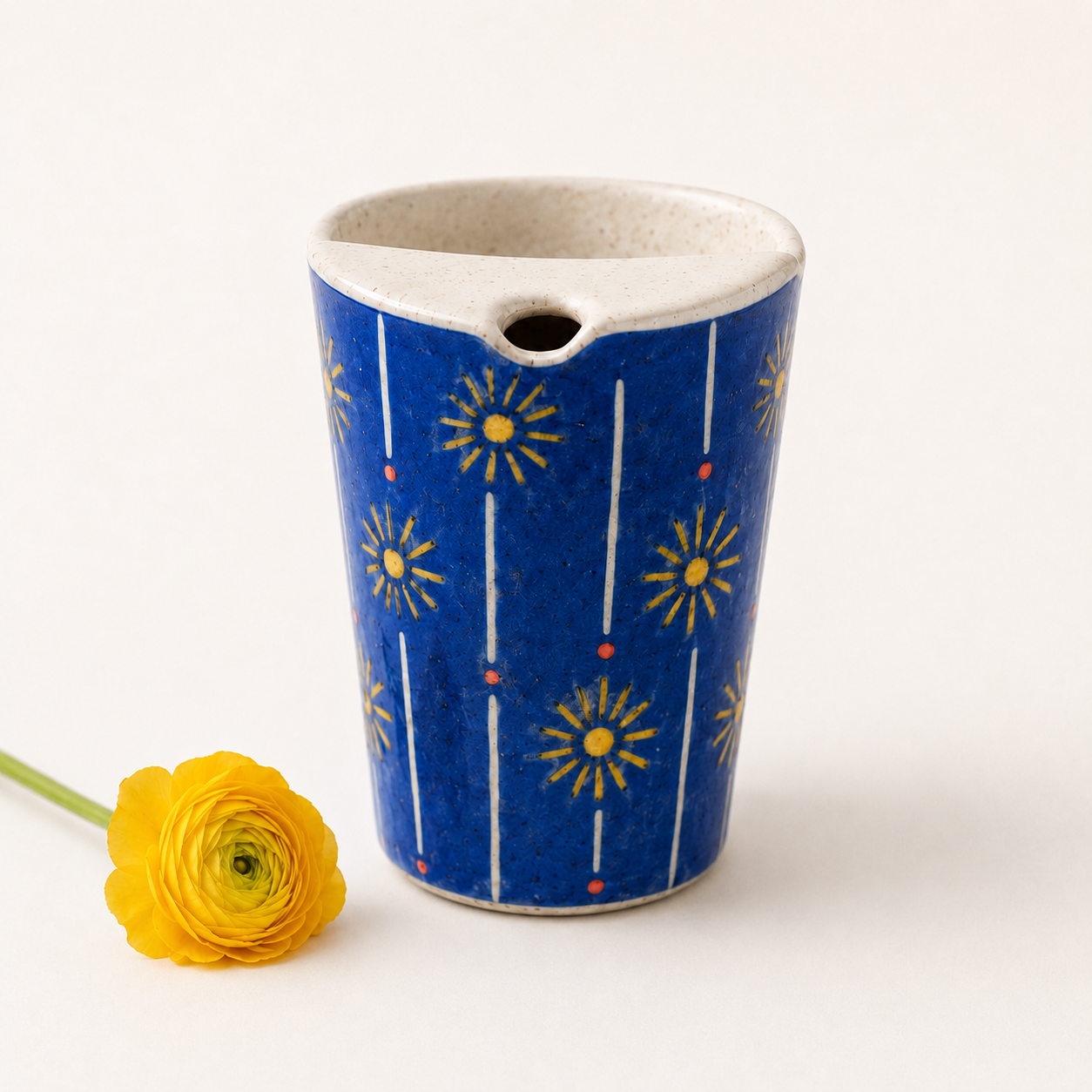 Handmade Blue Floral Ceramic Travel Mug