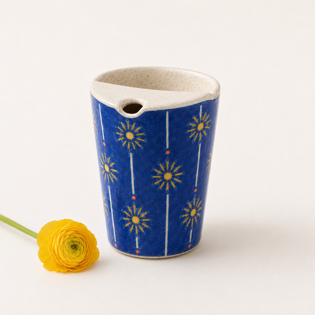 Handmade Blue Floral Ceramic Travel Mug