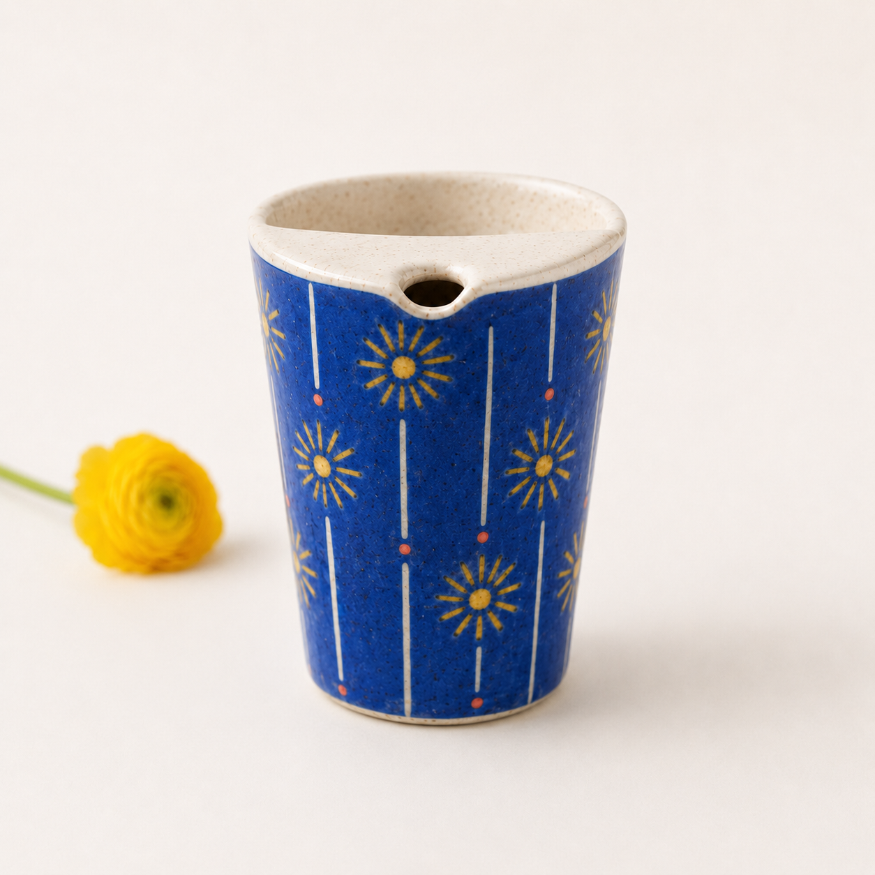 Handmade Blue Floral Ceramic Travel Mug