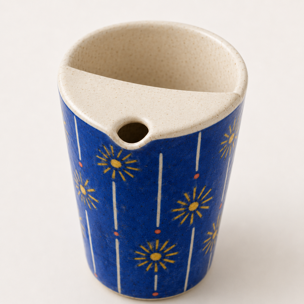 Handmade Blue Floral Ceramic Travel Mug