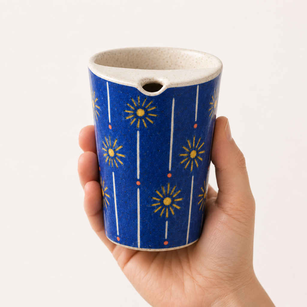 Handmade Blue Floral Ceramic Travel Mug