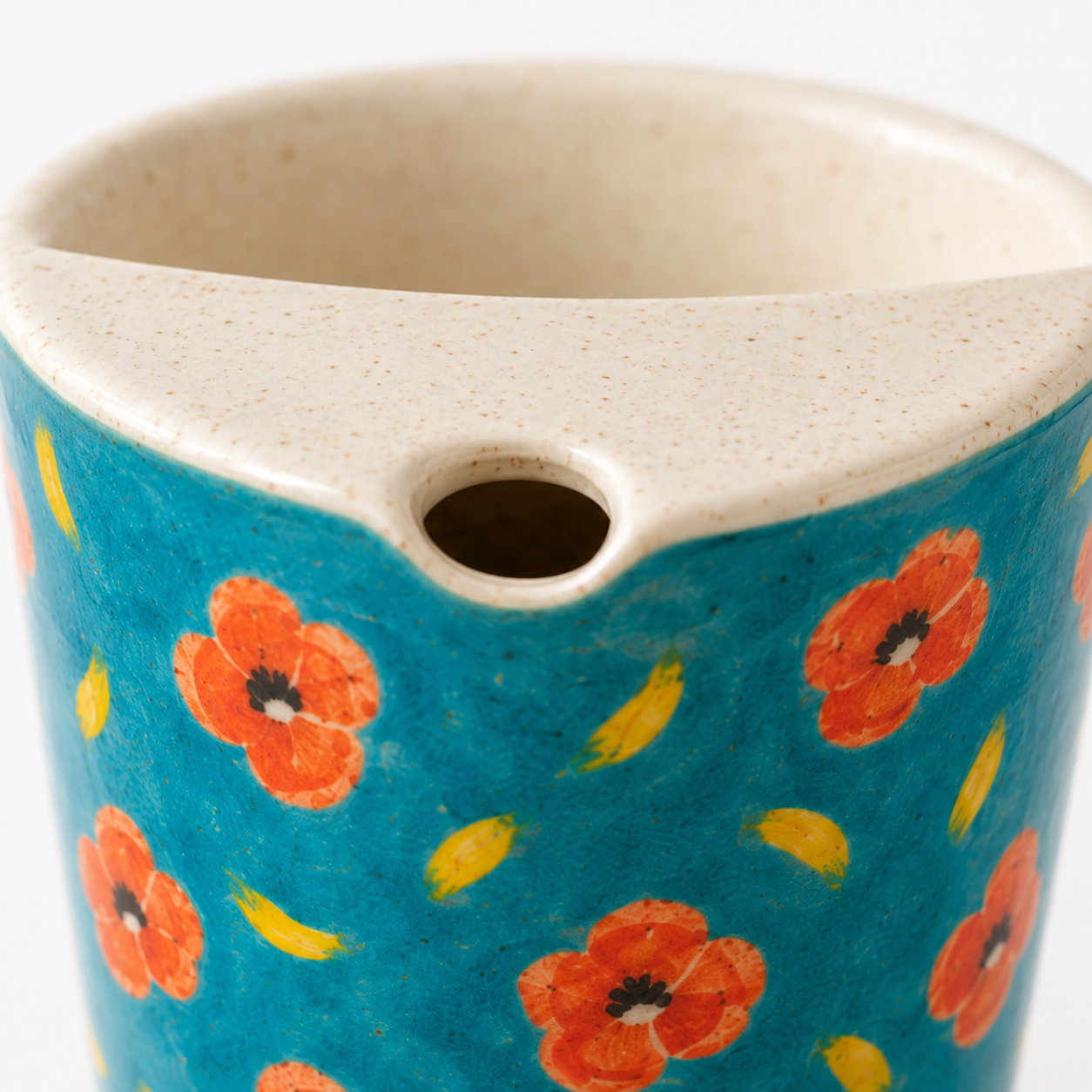 Turquoise Poppy Hand-Painted Ceramic Travel Mug