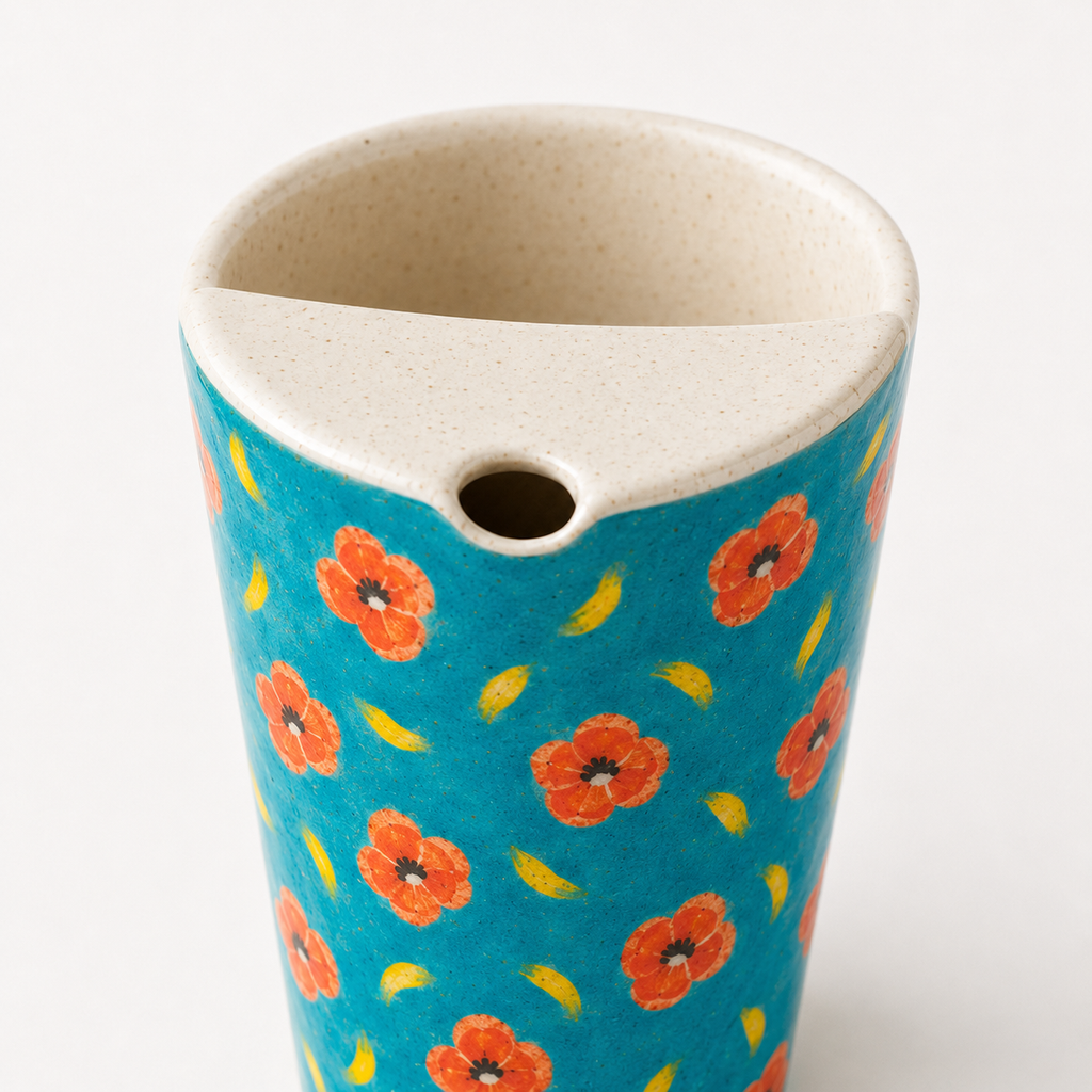 Turquoise Poppy Hand-Painted Ceramic Travel Mug