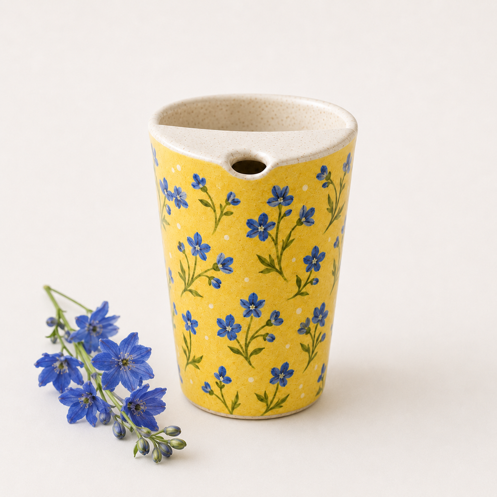 Yellow Wildflower Hand-Painted Ceramic Travel Mug