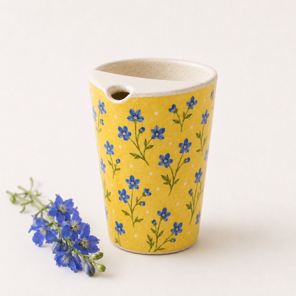 Yellow Wildflower Hand-Painted Ceramic Travel Mug