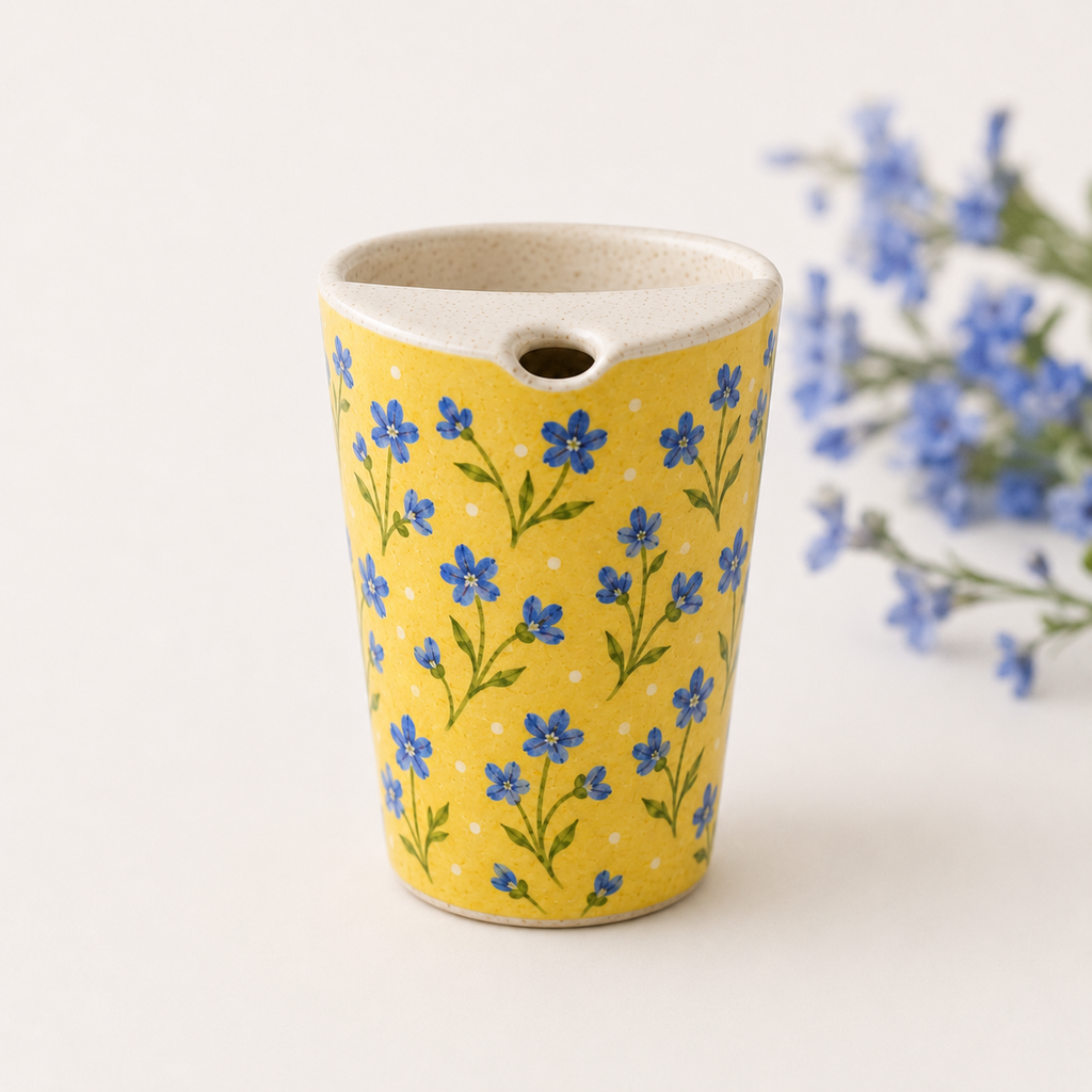 Yellow Wildflower Hand-Painted Ceramic Travel Mug